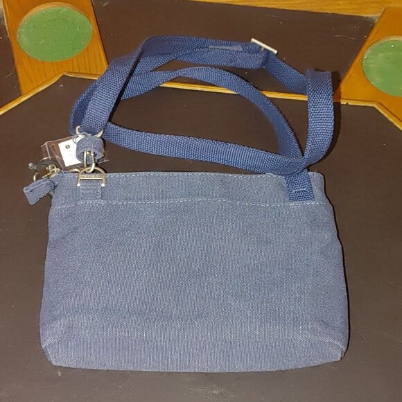 Travelon Blue Crossbody Bag RFID Blocking Anti Theft Heritage Small Cotton - Picture 2 of 8